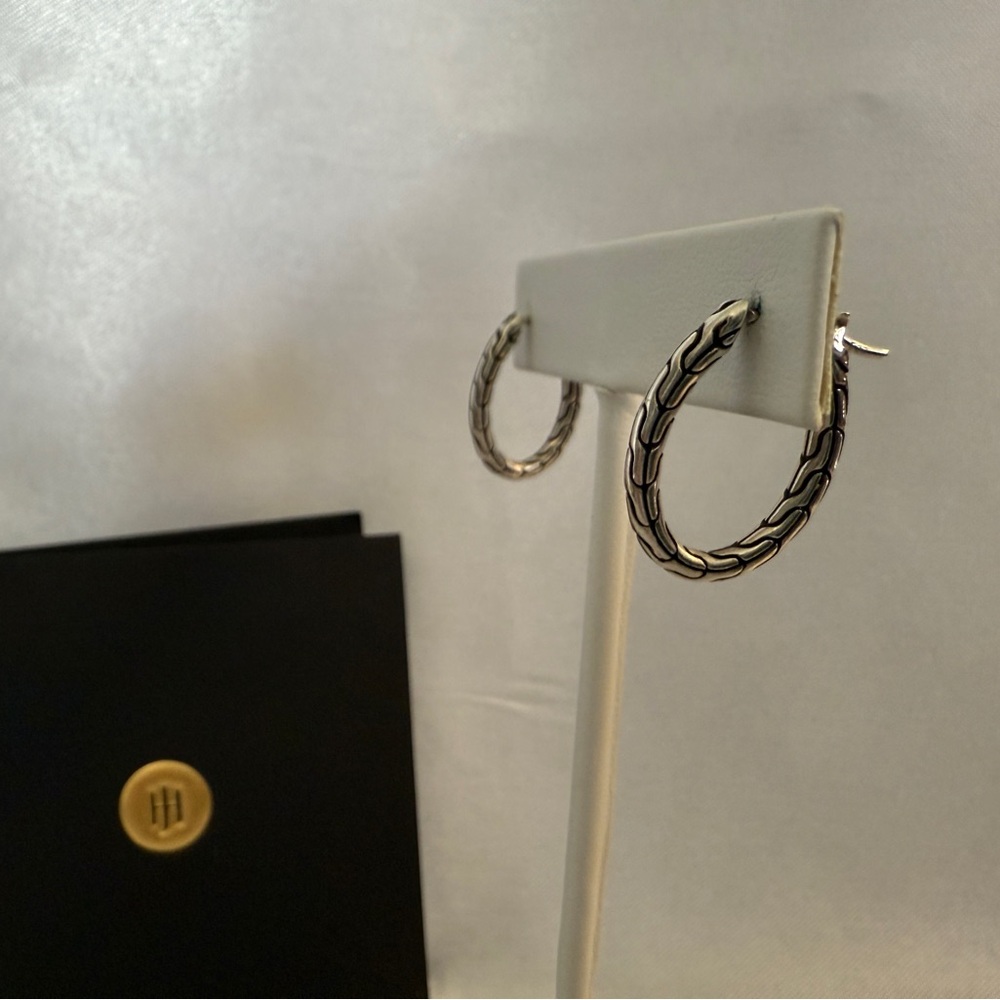 John Hardy Silver Twisted Hoop Earrings